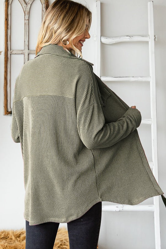 Laura Textured Button Down | Olive