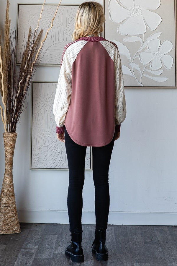 Lawson Lace Contrast Long Sleeve | Marsala