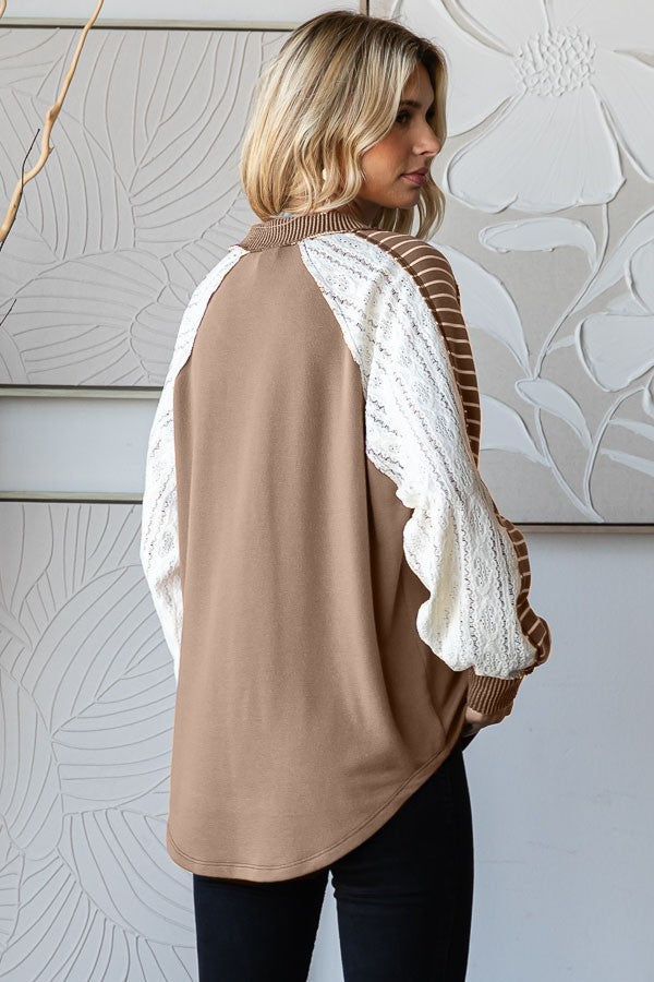 Lawson Lace Contrast Long Sleeve | Mocha