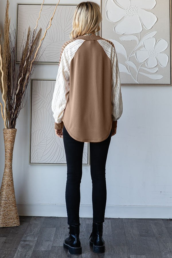 Lawson Lace Contrast Long Sleeve | Mocha
