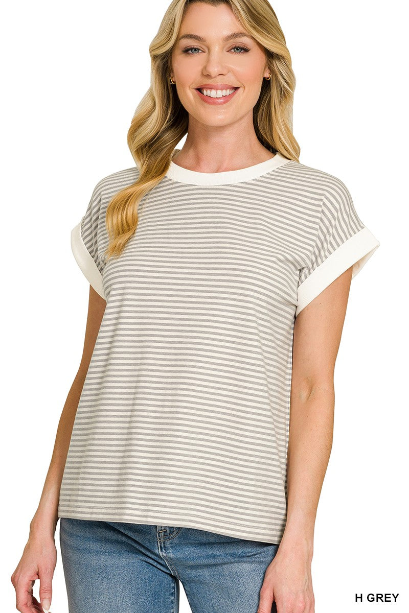 Lily Striped Top | Heather Grey
