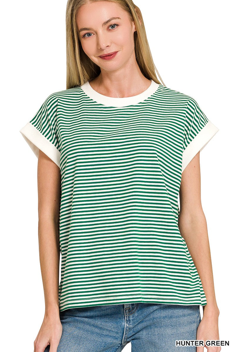 Lily Striped Top | Hunter Green