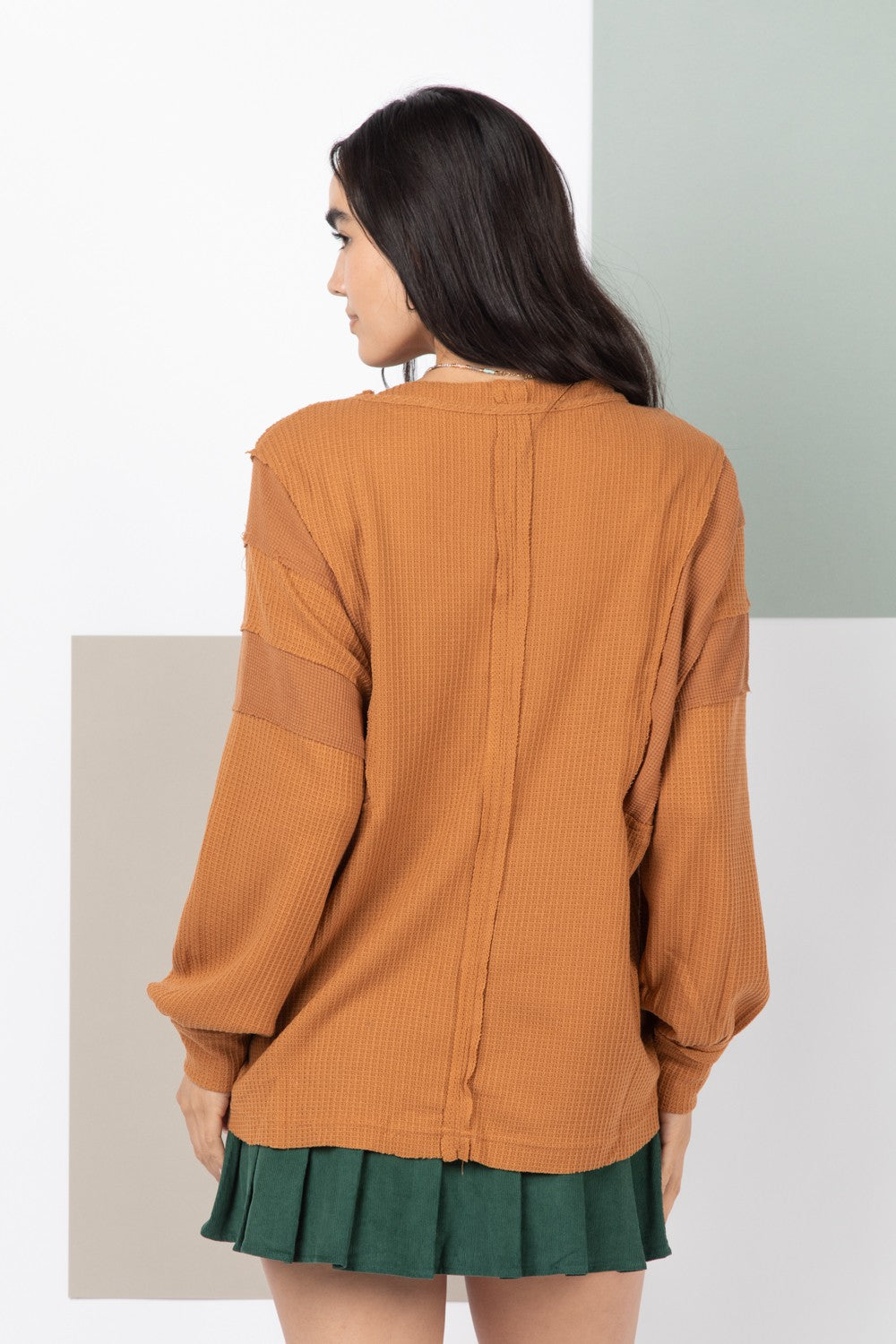 Meredith Henley Long Sleeve Top | Camel