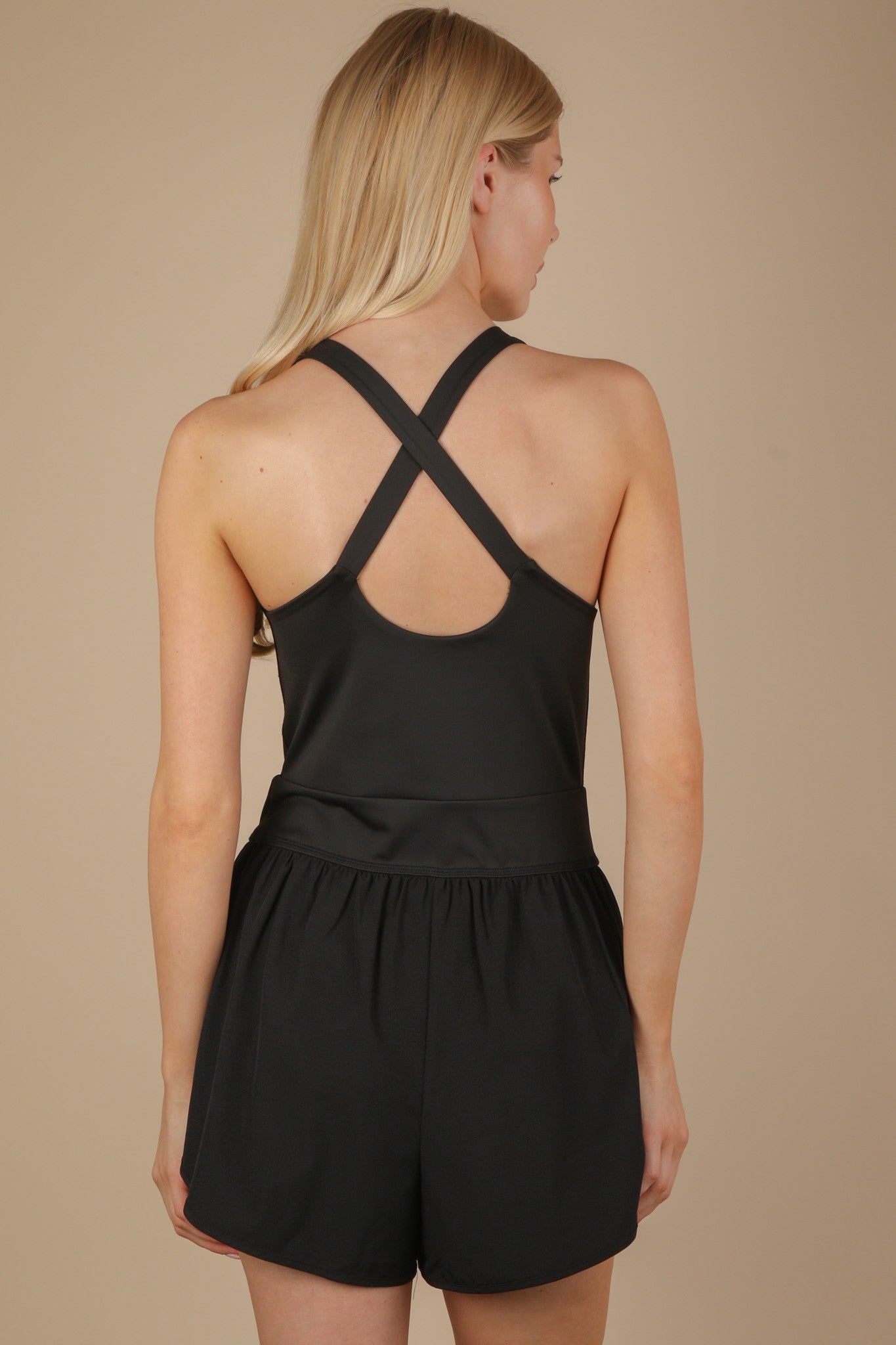Mila Cutout Active Romper | Black