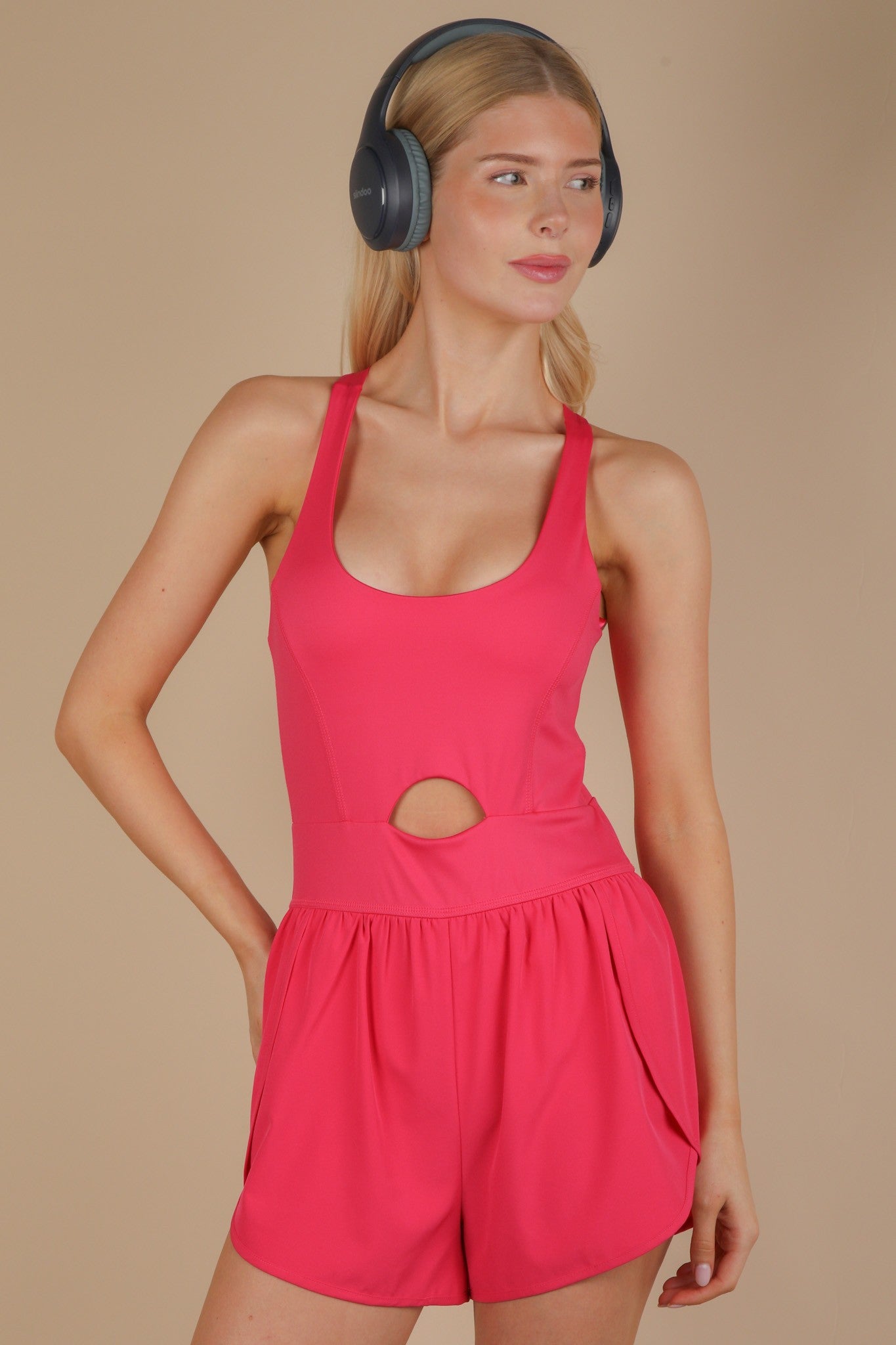 Mila Cutout Active Romper | Pink
