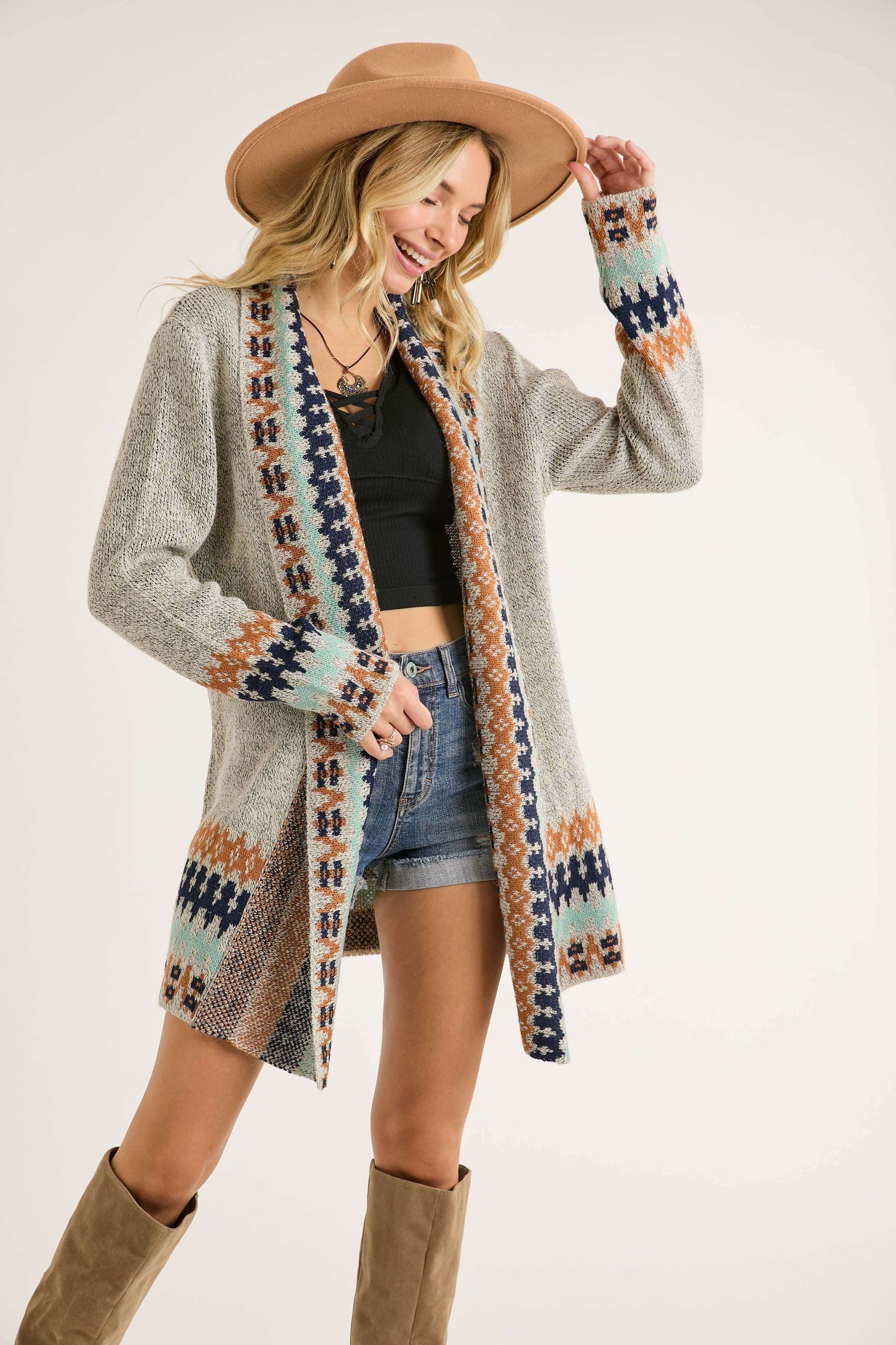 Monica Tribal Cardigan | Grey