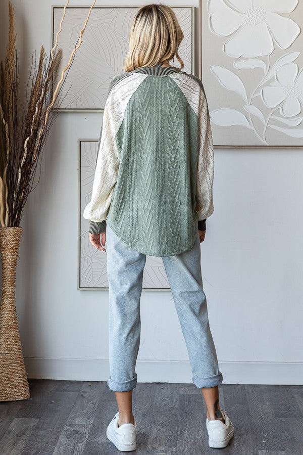 Ophelia Contrast Long Sleeve | Olive