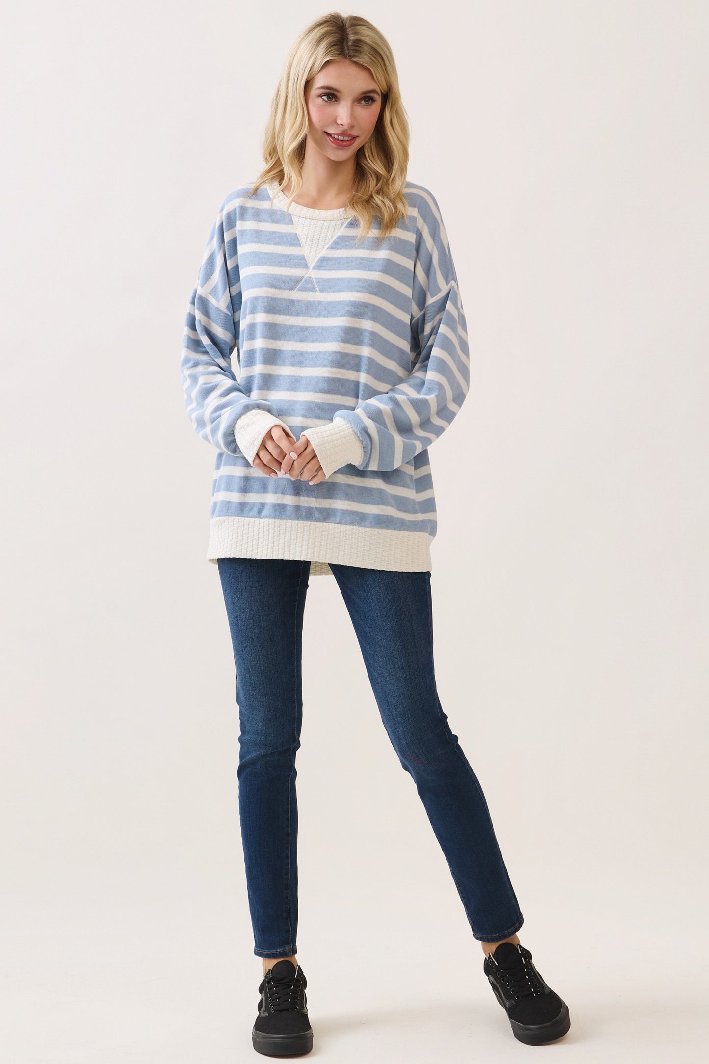 Peyton Striped Pullover | Blue