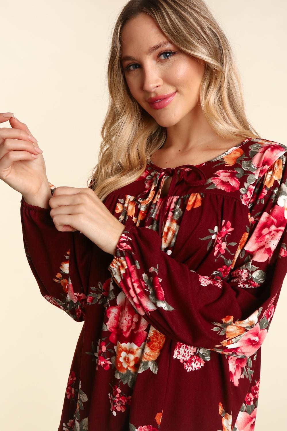 Polly Floral Long Sleeve | Burgundy