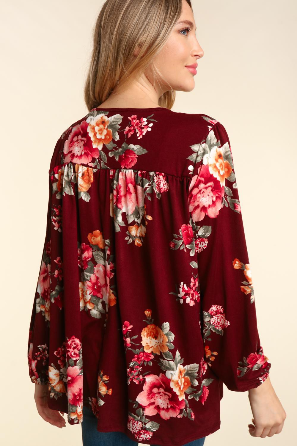 Polly Floral Long Sleeve | Burgundy