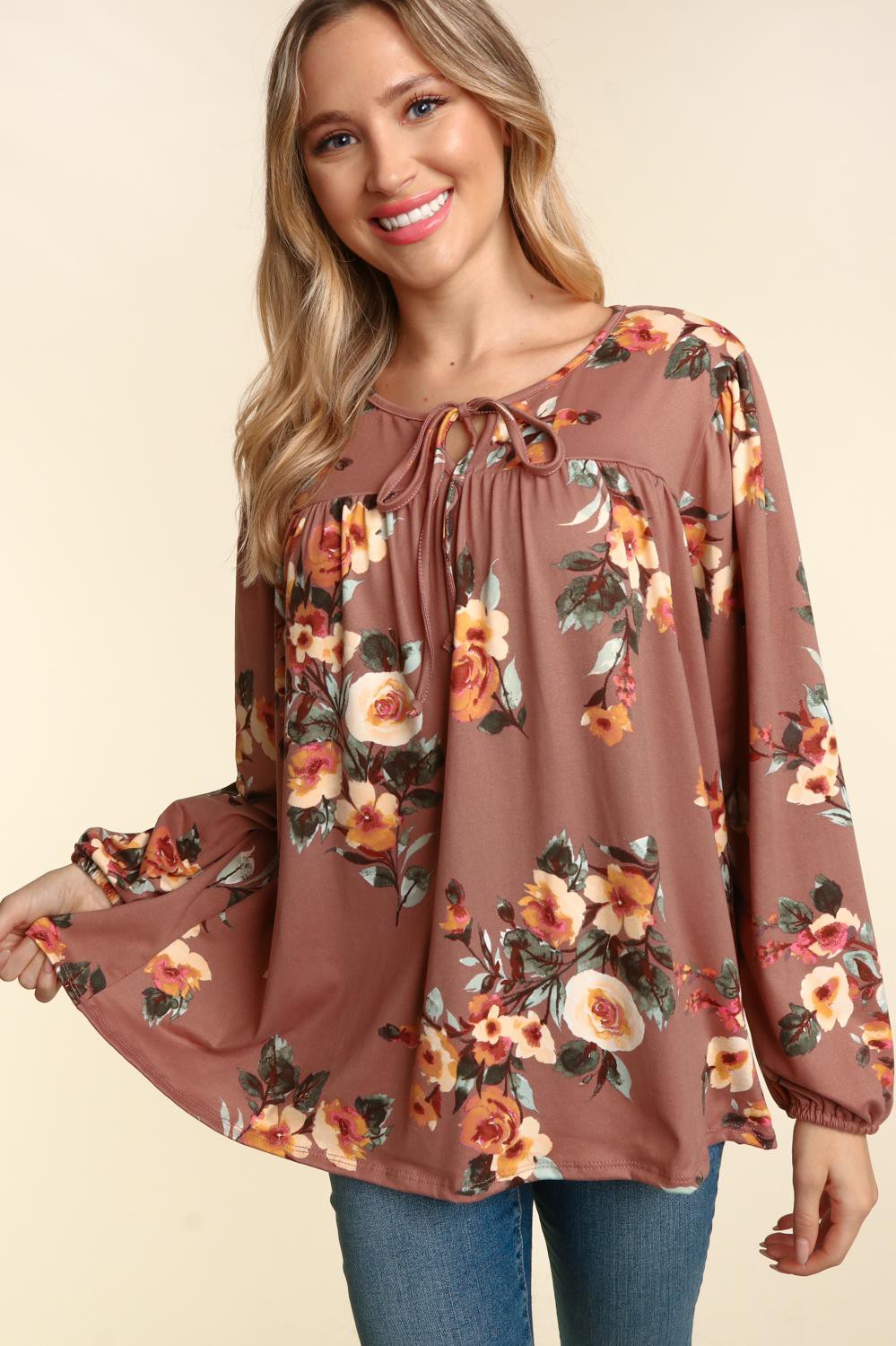 Polly Floral Long Sleeve | Mocha