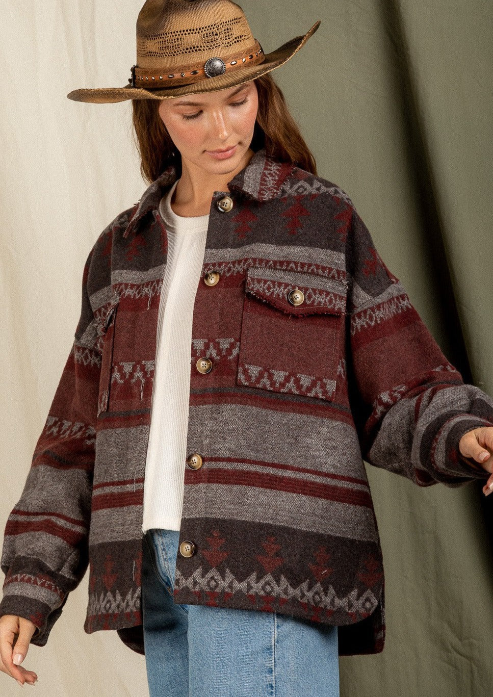 Riggs Aztec Oversized Shacket | Charcoal