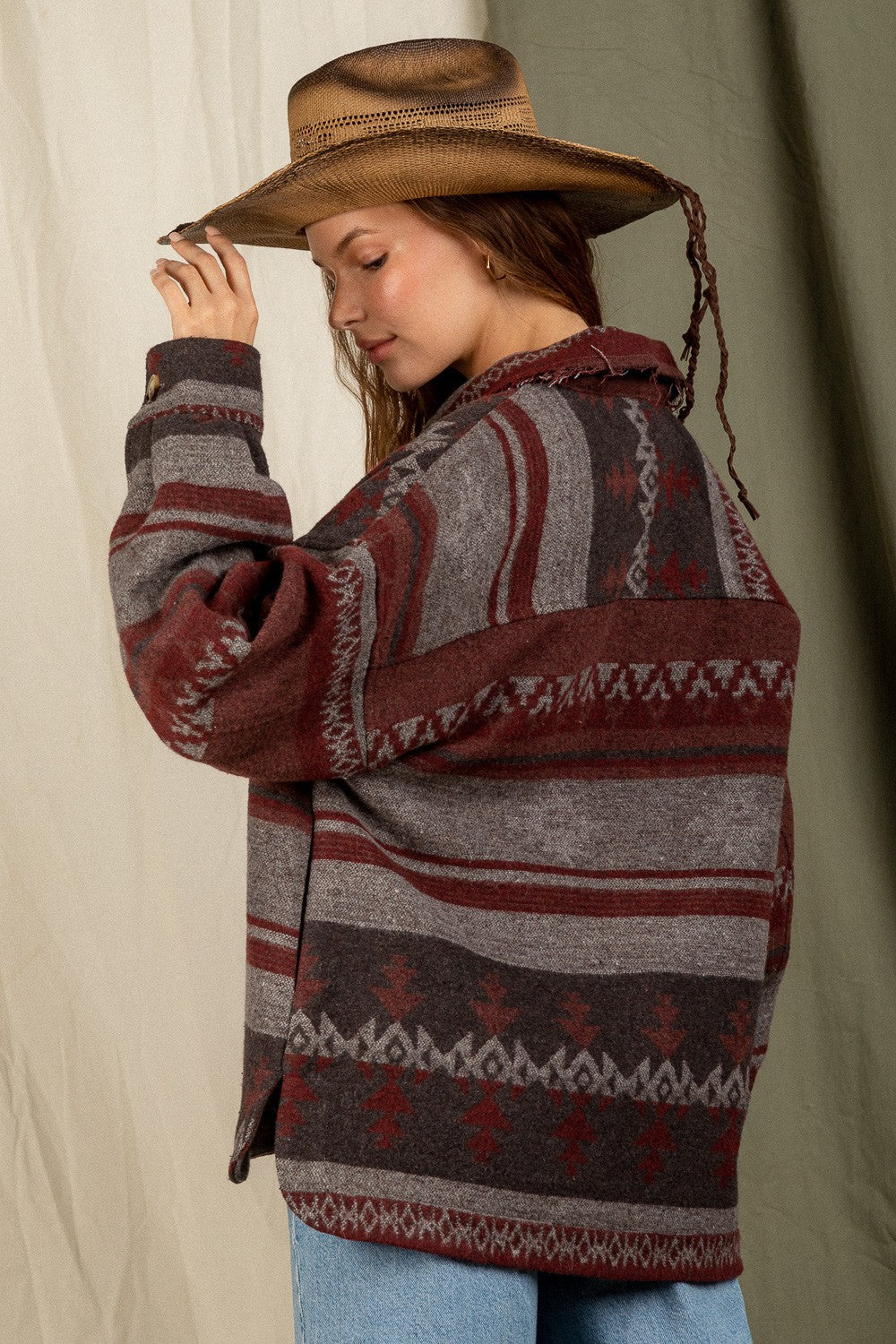 Riggs Aztec Oversized Shacket | Charcoal