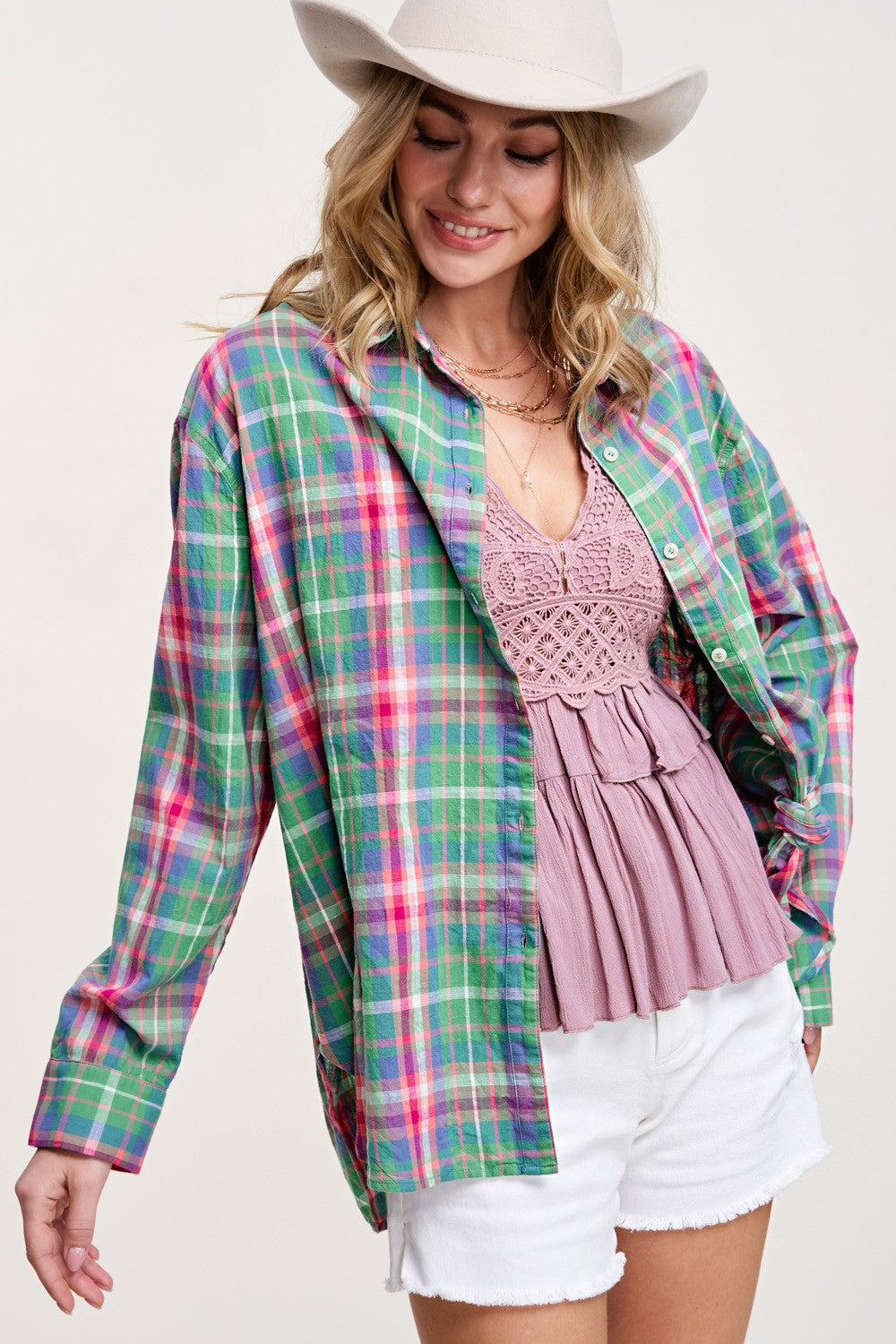 Riley Spring Plaid Button Down | Green