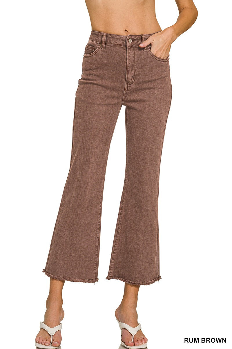 Ruby Acid Wash Bootcut Jeans | Rum Brown