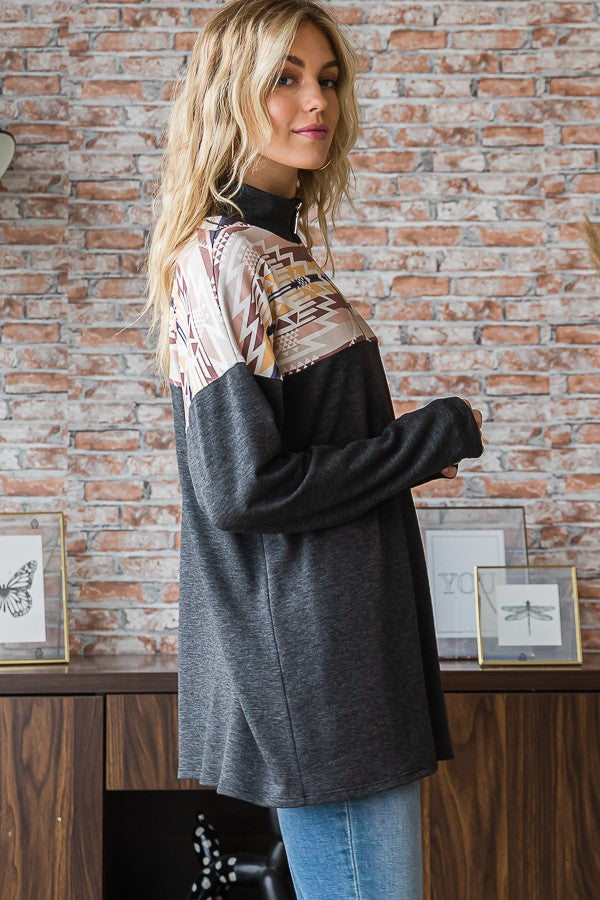 Sherri Aztec Half Zip Pullover