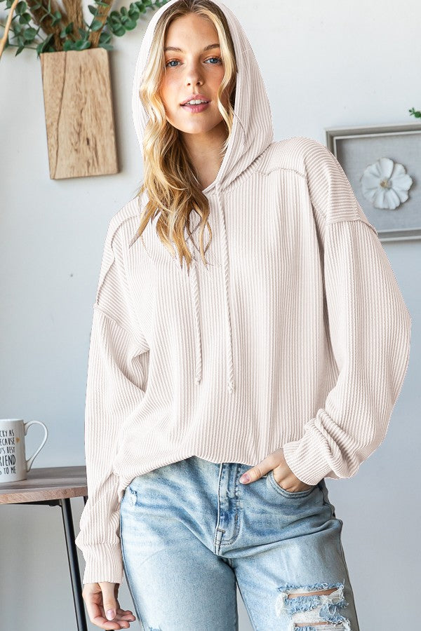 Stella Ribbed Hoodie | Cream