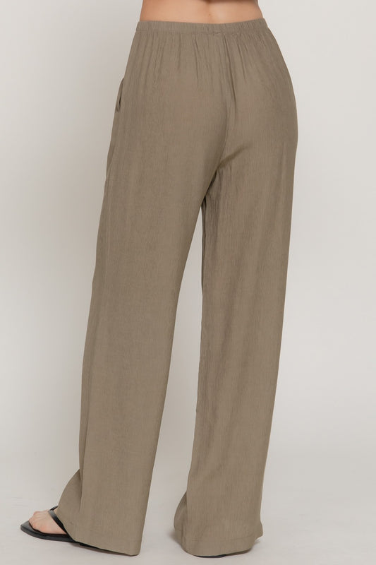 Thea Crinkle Woven Pants | Olive