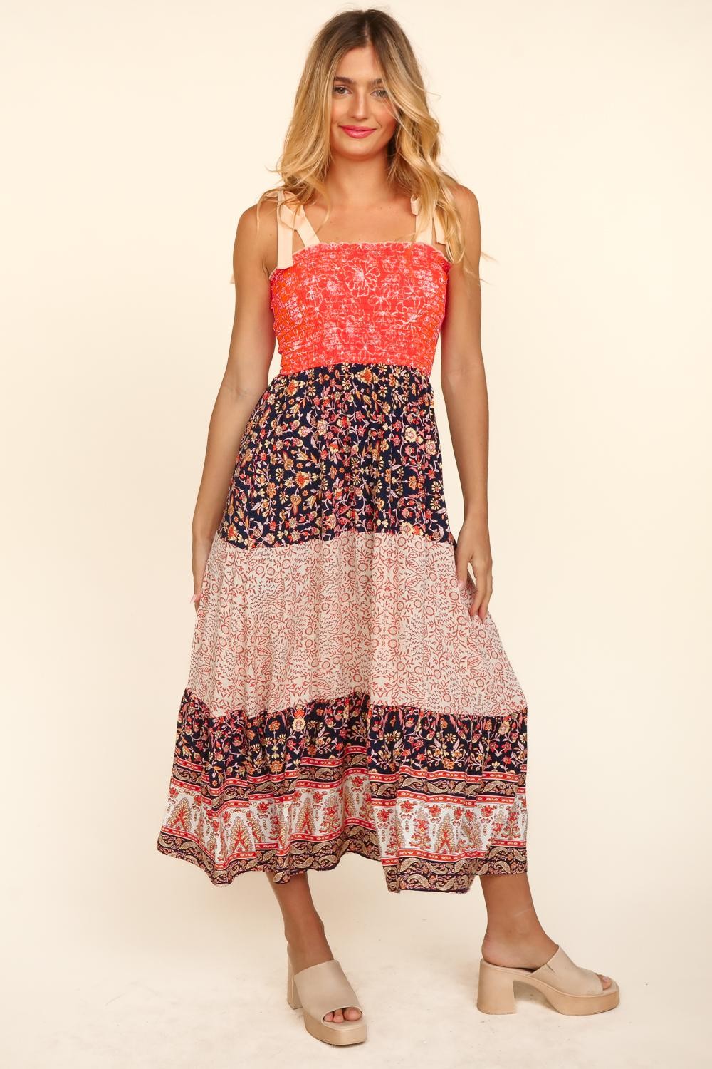 Willa Floral Maxi | Coral + Navy