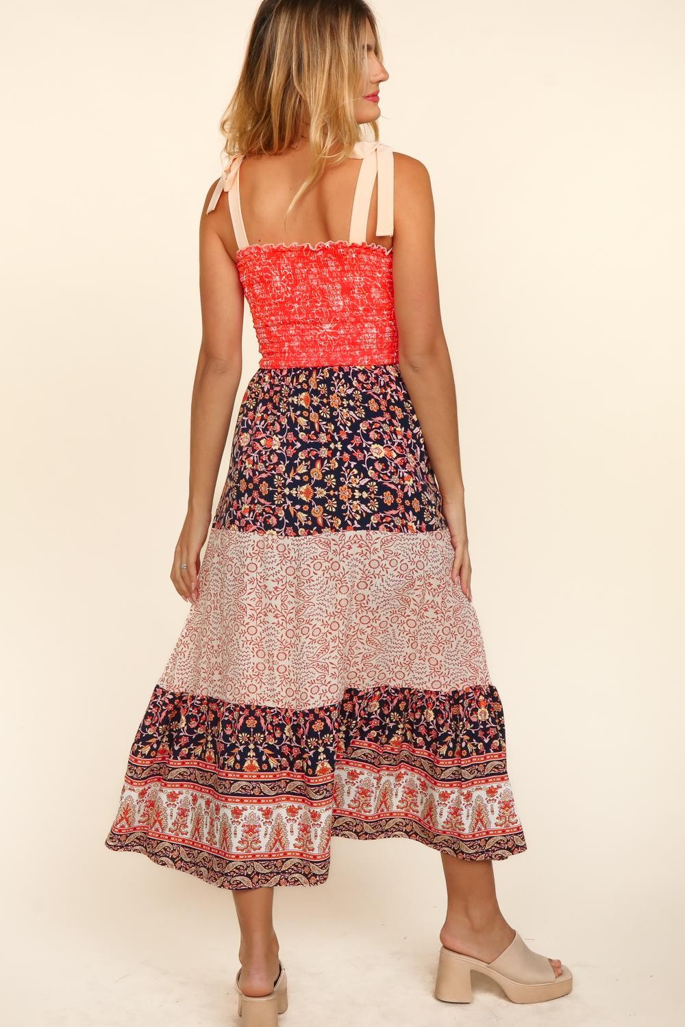 Willa Floral Maxi | Coral + Navy