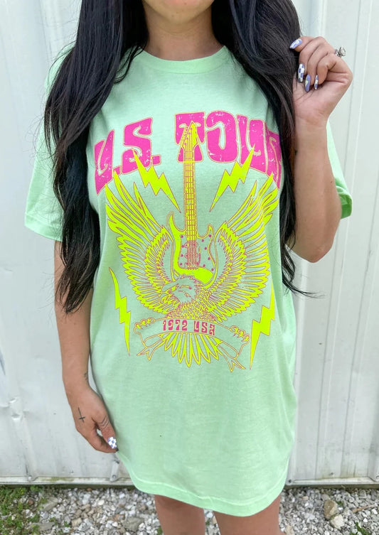 US Tour Graphic Tee | Neon