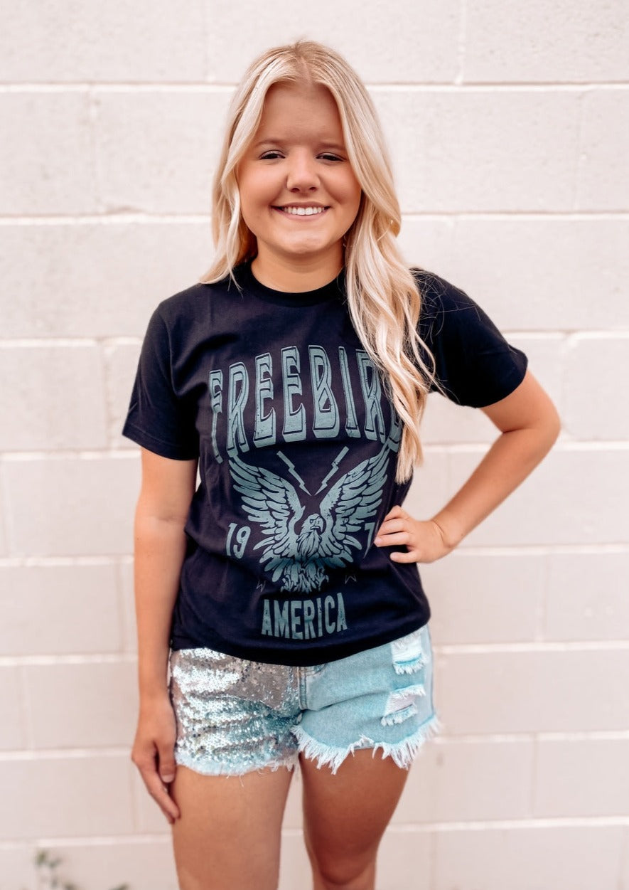 Free Bird Graphic Tee-Black