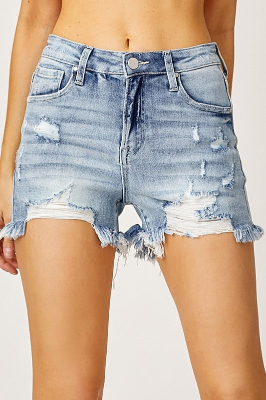 Gwen High Rise Distressed Shorts | Light