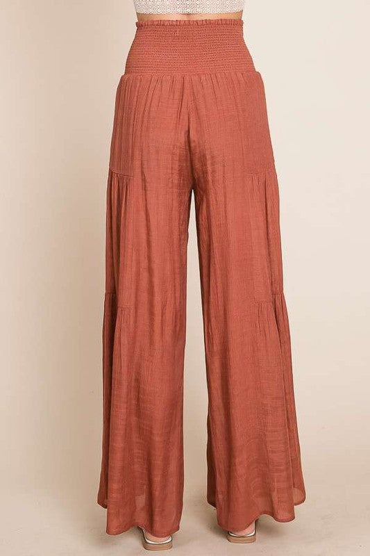 Mae Ruched Waist Pants | Rust