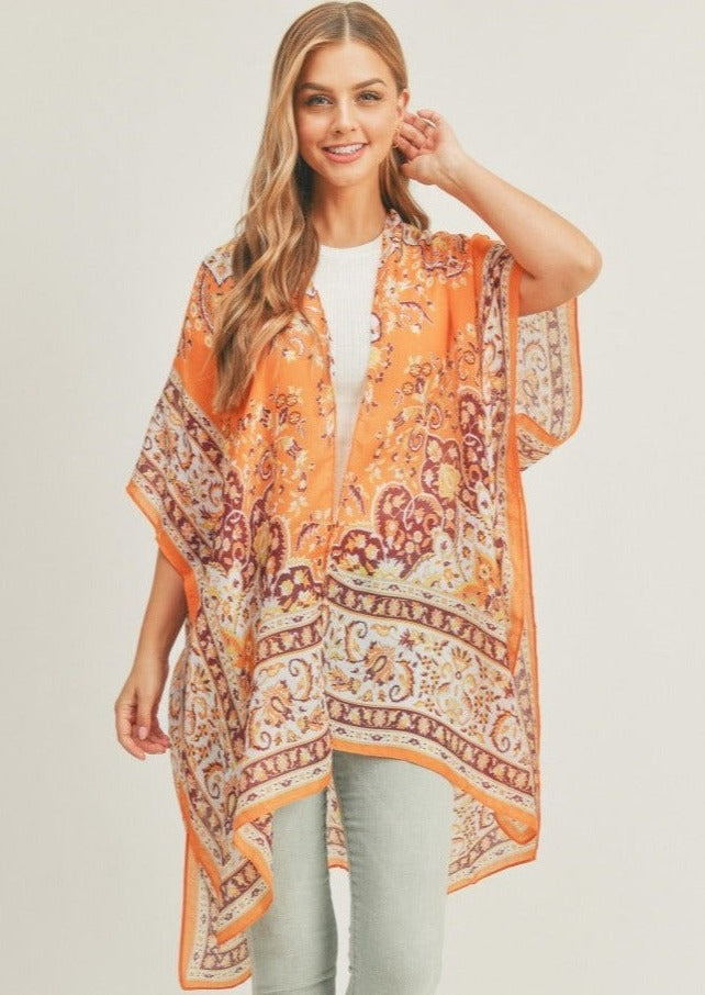 Laken Boho Print Kimono | Orange