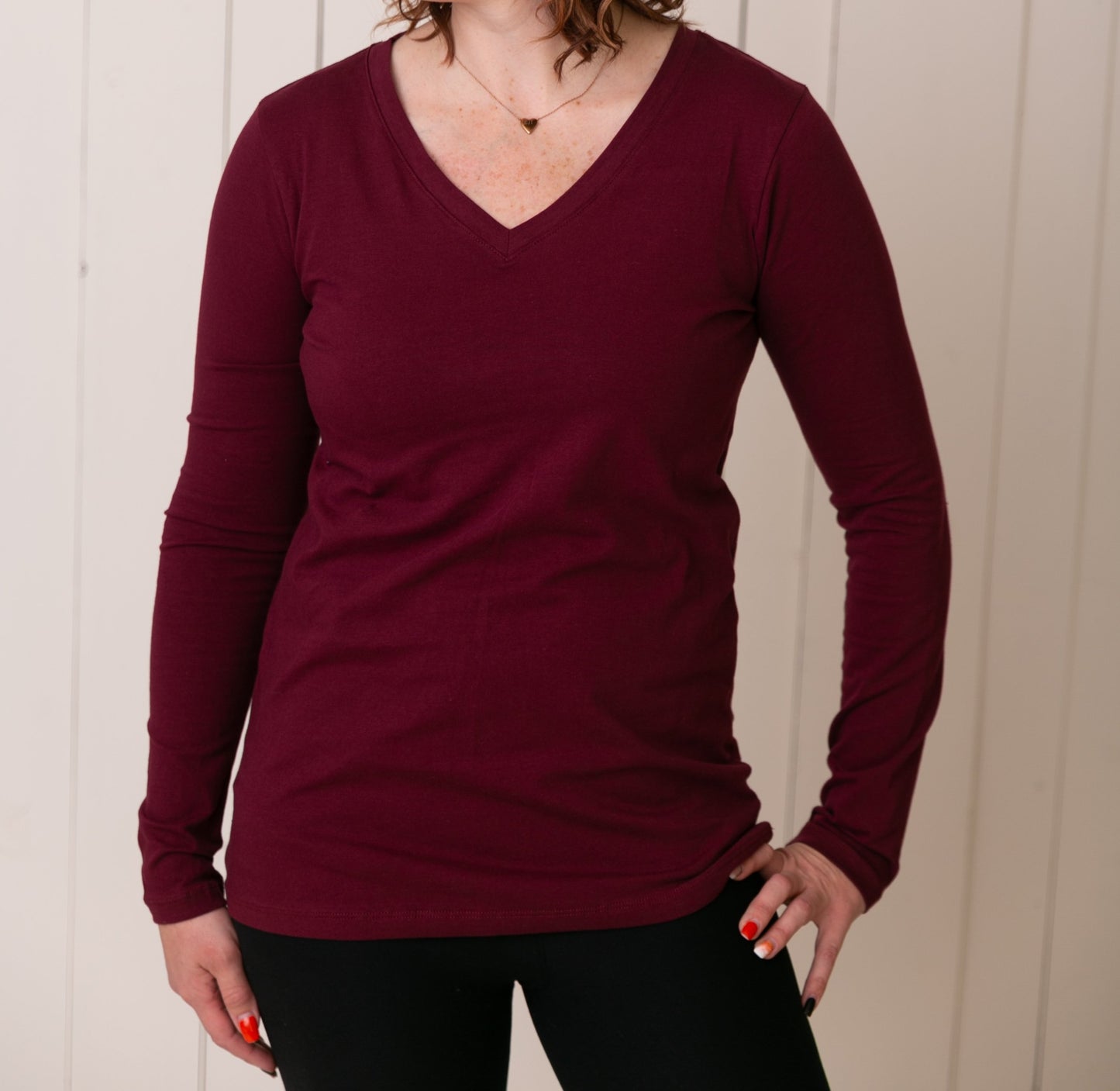 Helen Classic V Neck Long Sleeve Tee - Our Little Secret Boutique