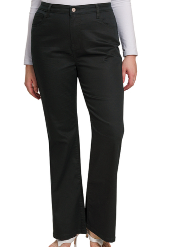 Tyler High Rise Boot Cut Denim Pants | Black