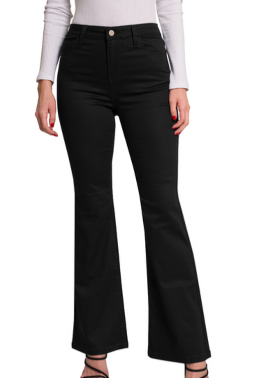 Tyler High Rise Boot Cut Denim Pants | Black