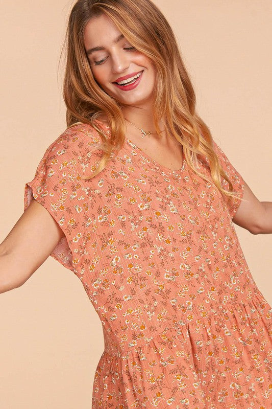 Maisie Vintage Floral Woven Blouse | Coral - Our Little Secret Boutique