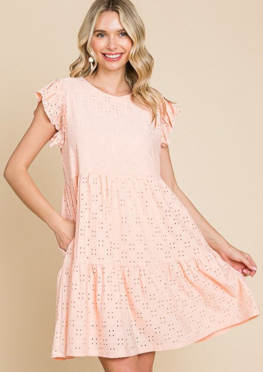 Wren Babydoll Mini Dress | Tropical Peach