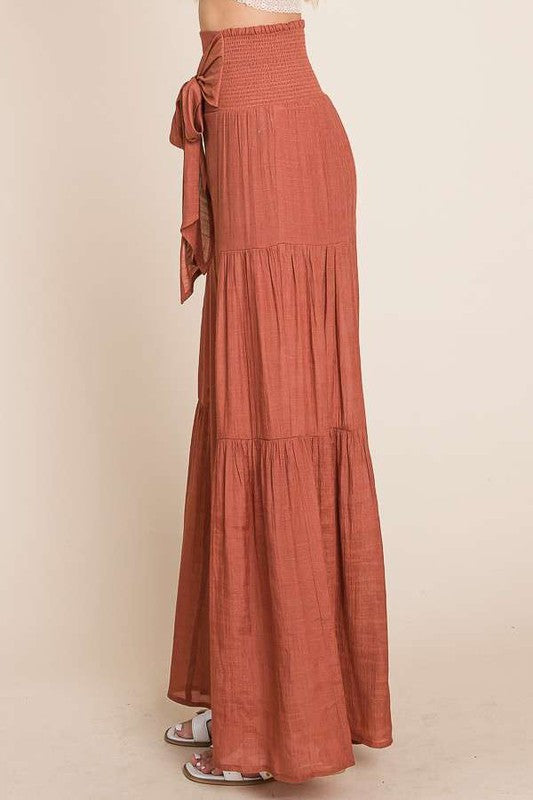 Mae Ruched Waist Pants | Rust