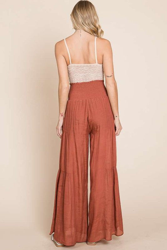 Mae Ruched Waist Pants | Rust