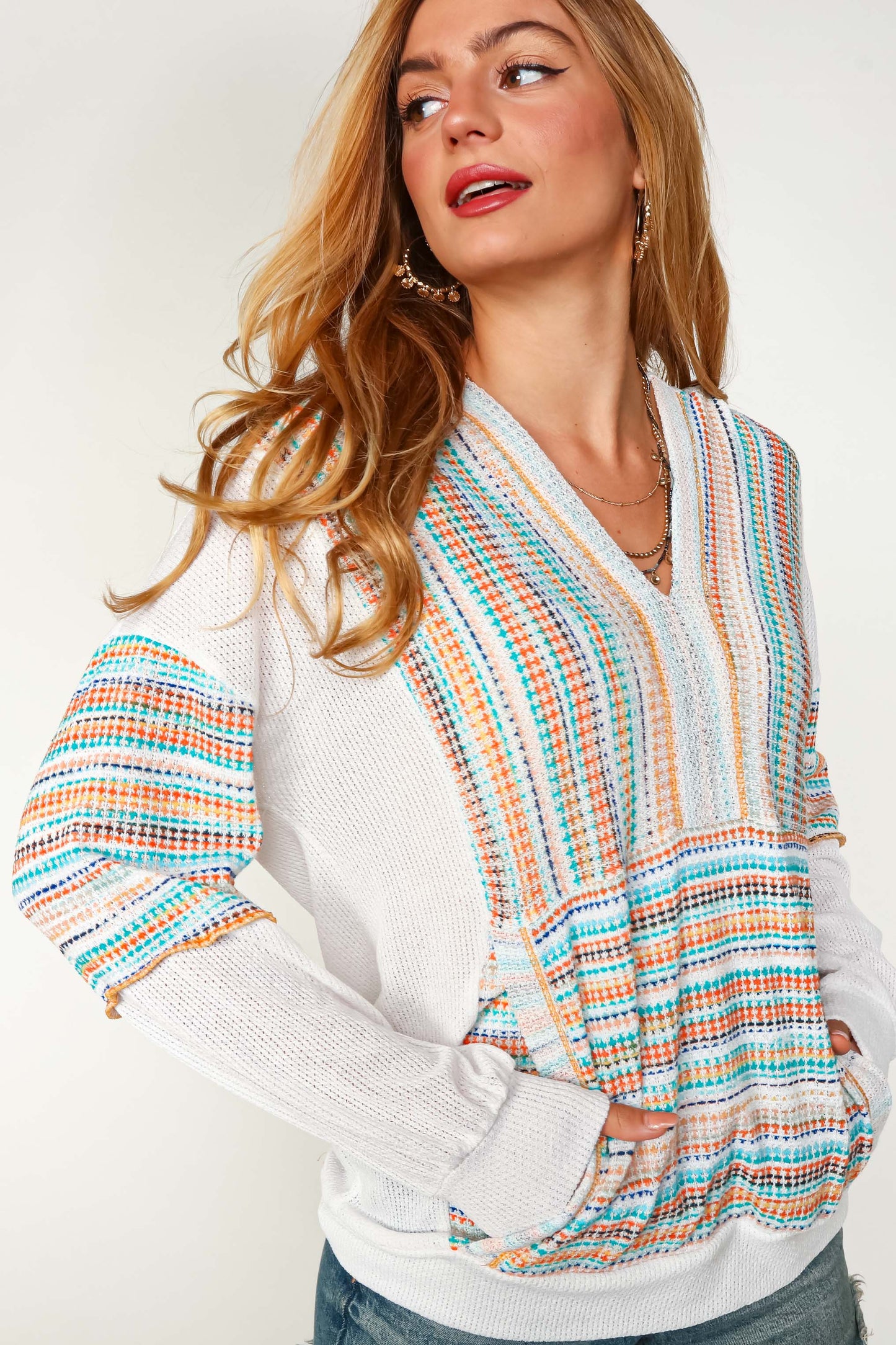 Gabi Stripe Color Block Hoodie