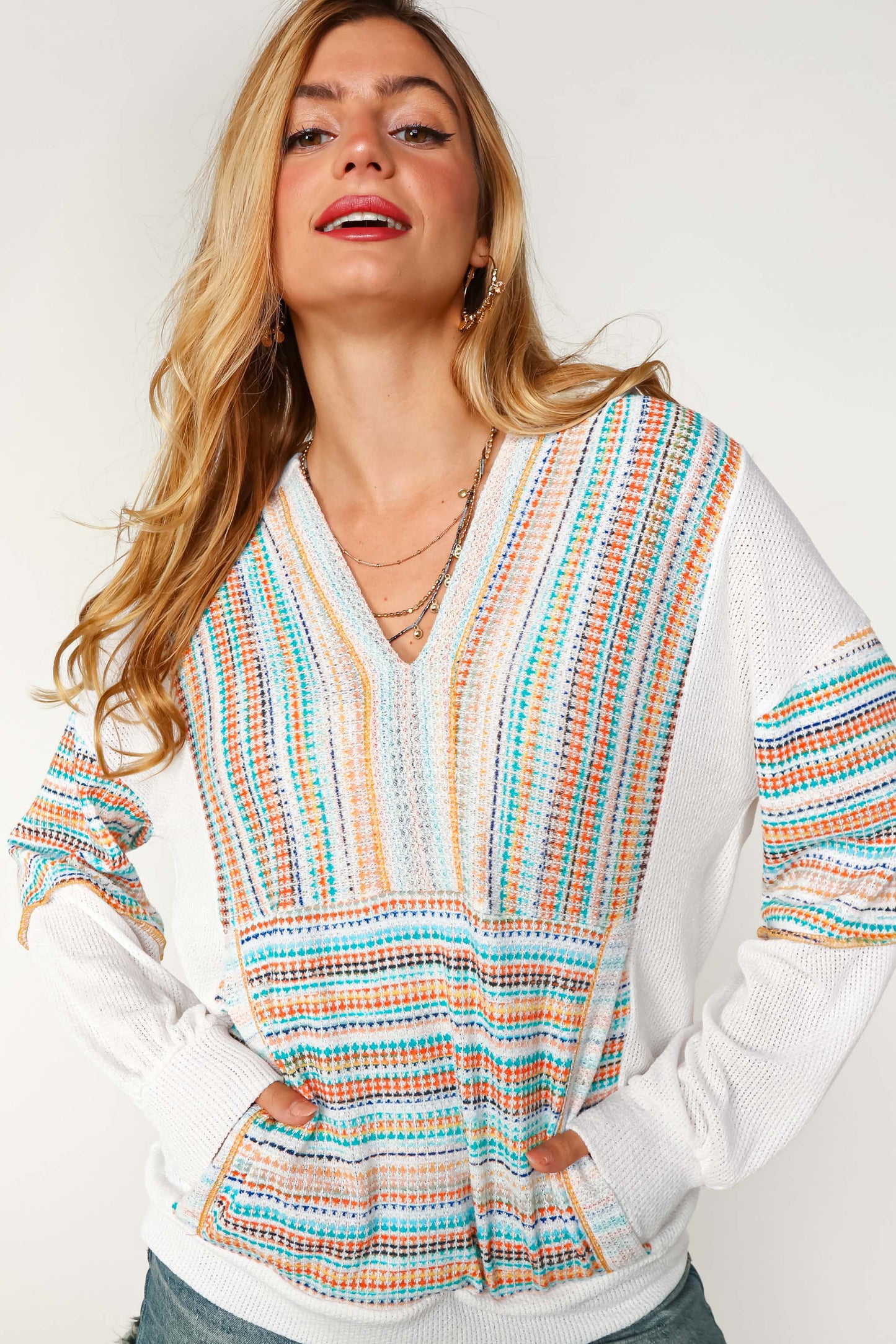Gabi Stripe Color Block Hoodie