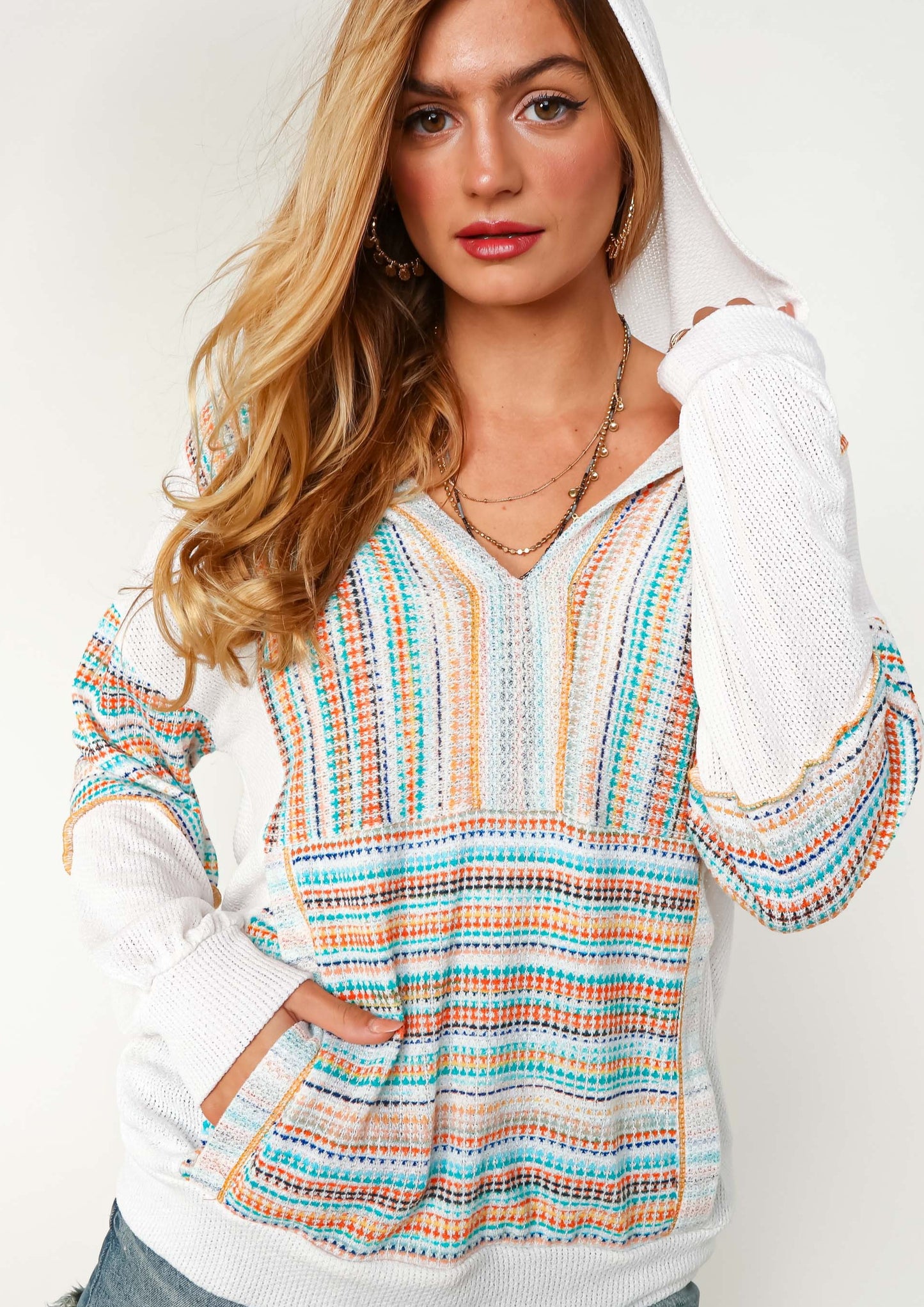 Gabi Stripe Color Block Hoodie