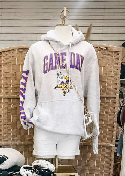 Game Day Vikings Hoodie | Ash Grey