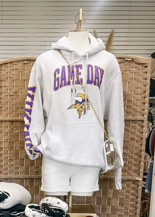 Game Day Vikings Hoodie | Ash Grey