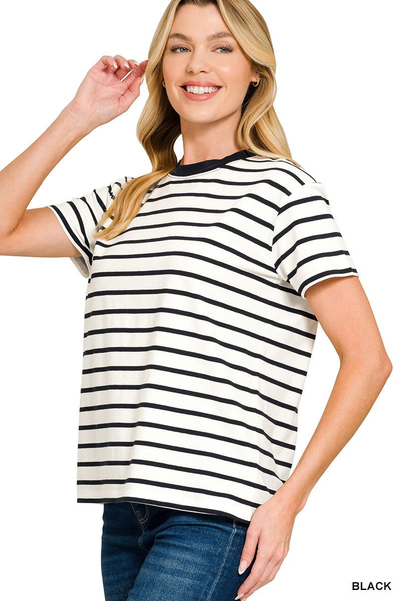 Mable Striped Crewneck Shirt | Black