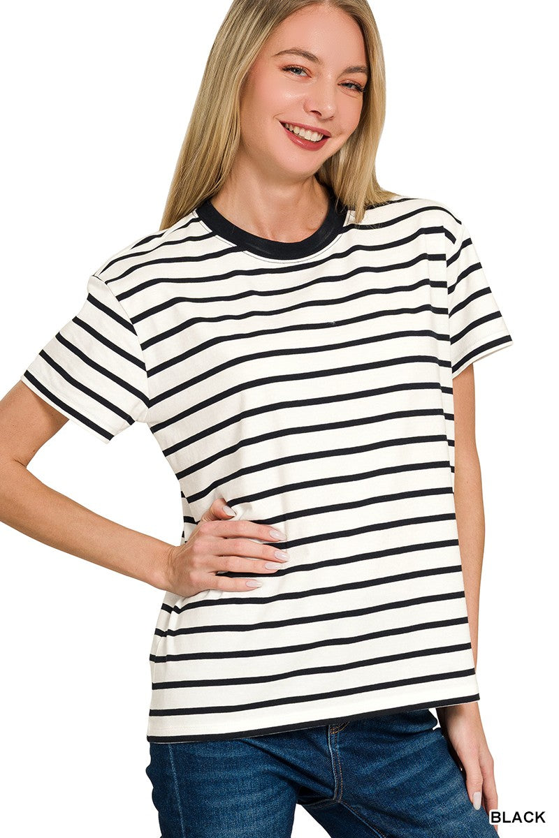 Mable Striped Crewneck Shirt | Black