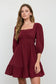 Simone Square Neck Mini Dress | Burgundy