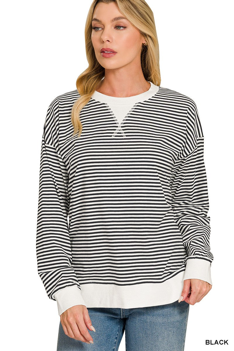 Selah Striped Pullover | Black