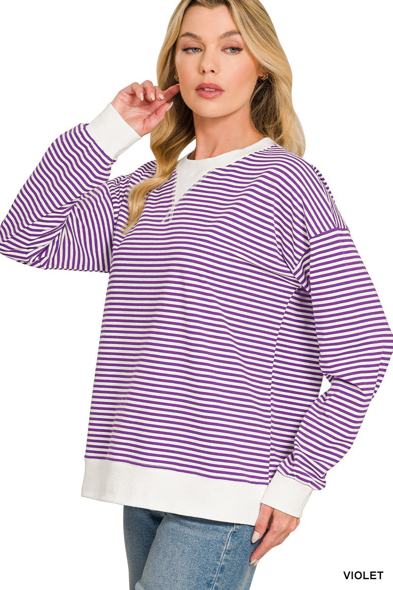 Selah Striped Pullover | Violet