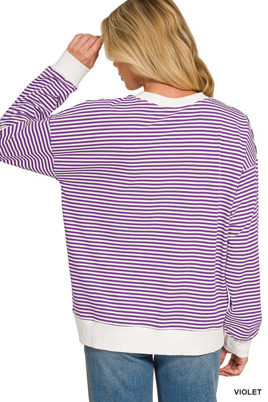 Selah Striped Pullover | Violet