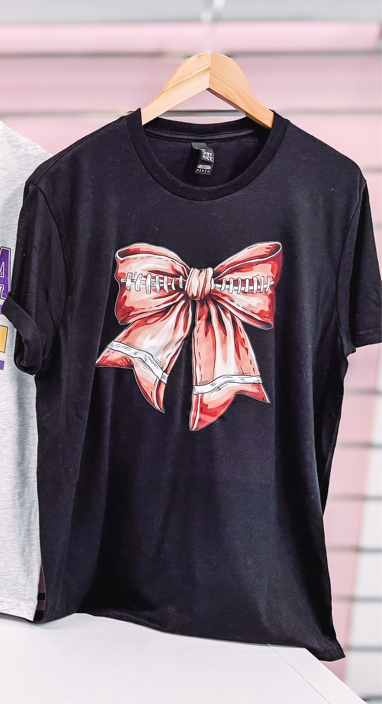 Football Bow Graphic Tee | Black