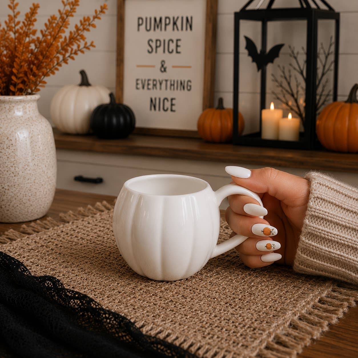 Pumpkin Coffee Mug 17oz | White