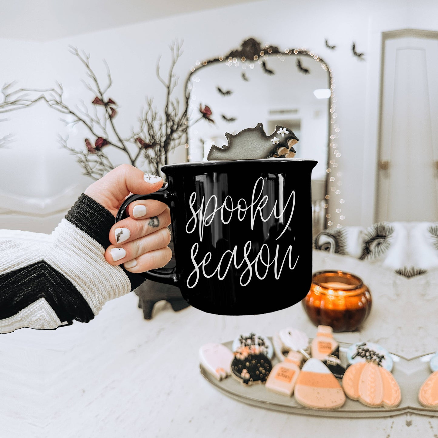 Halloween Coffee Mugs | Spooky Season Black Ceramic Cups: Spooky Season